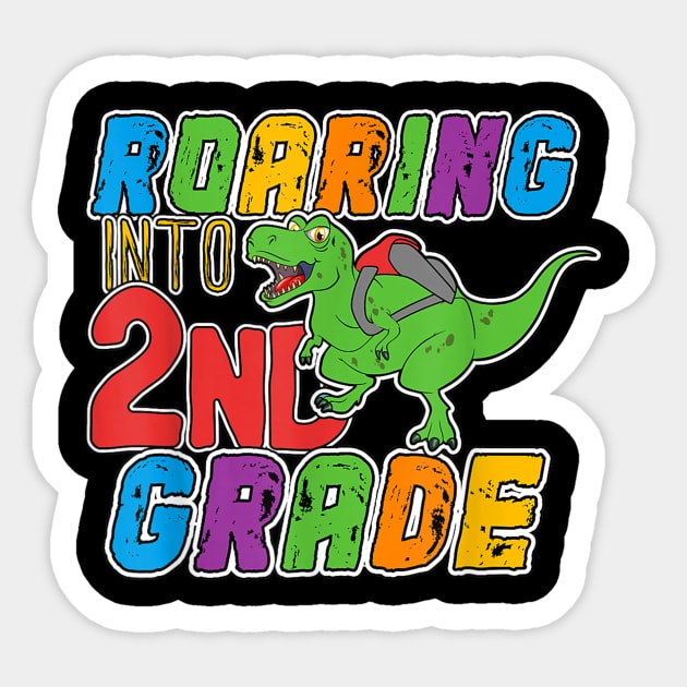 2nd Grade Dinosaur T Rex Back to School T Shirt for Boys Sticker by FONSbually